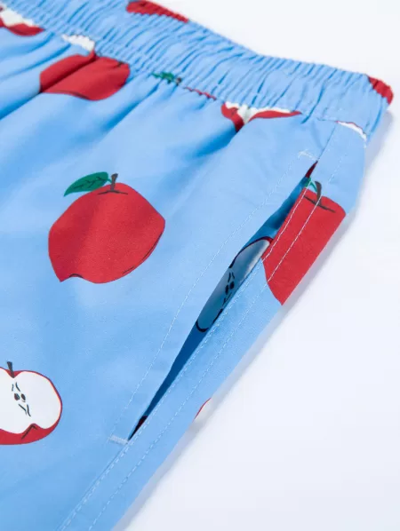 Drawstring Pockets Fruit Apple Print Casual Shorts