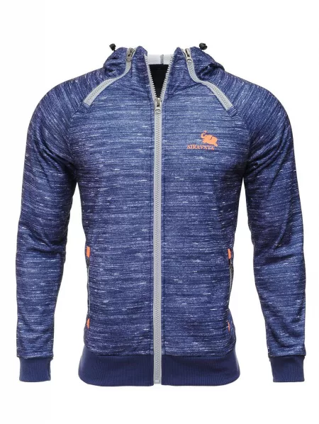 Elbow Patch Hooded Zipper Design Flocking Hoodie