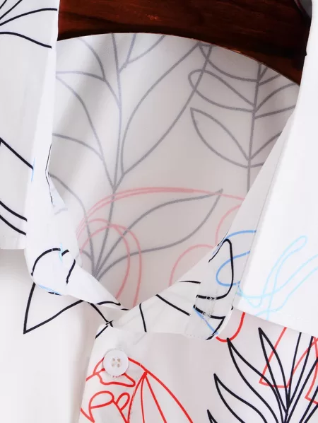 Elephant Tropical Leaves Print Pocket Shirt