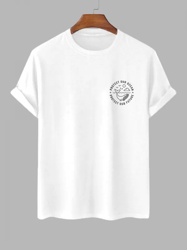 Environmental Whales Printed Casual T-shirt