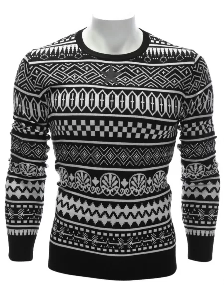 Ethnic Style Geometric Graphic Crew Neck Sweater