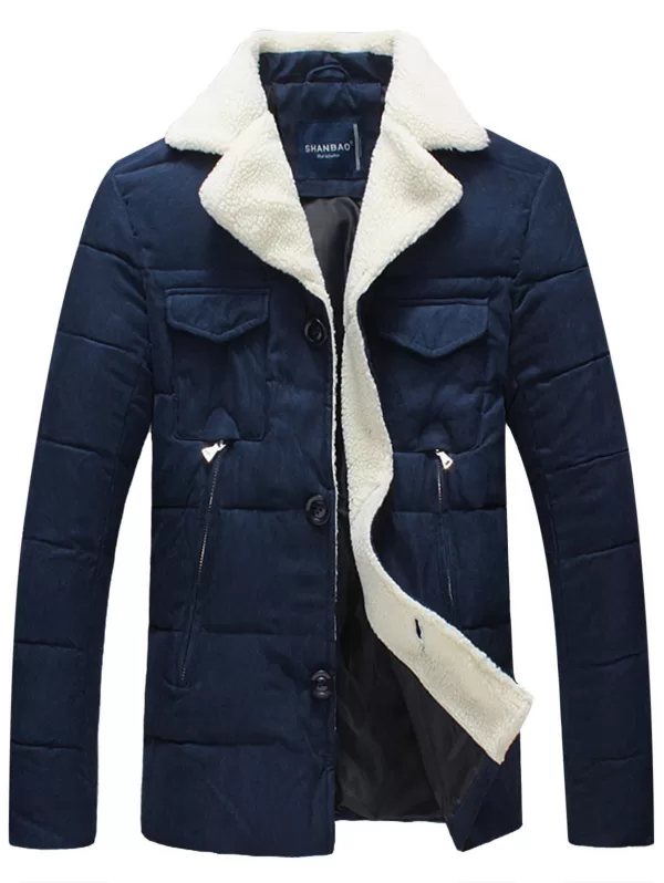 Faux Fur Collar Button Up Padded Jacket
