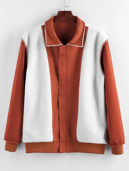 Faux Shearling Lined Zip Up Jacket