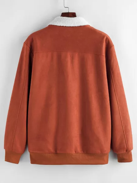 Faux Shearling Lined Zip Up Jacket