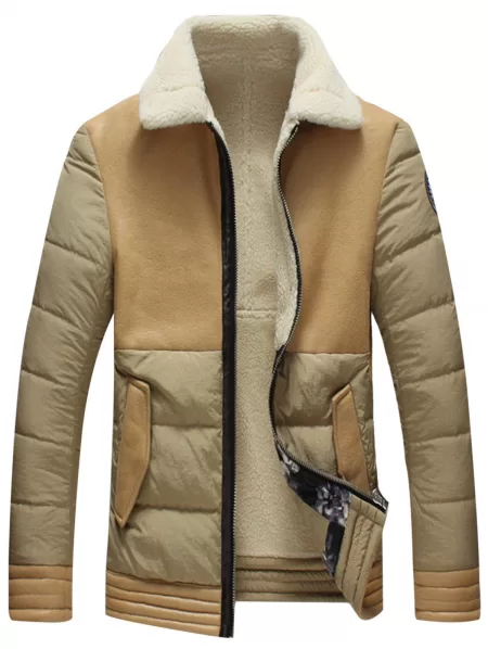 Fleece Zip Up Down Panel Jacket