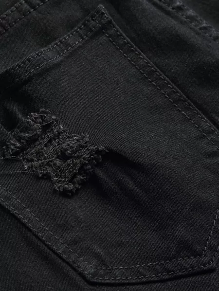 Floral Print Shirt And Frayed Ripped Jeans Set