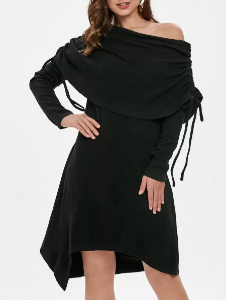 Fold Over Asymmetrical Tunic Dress