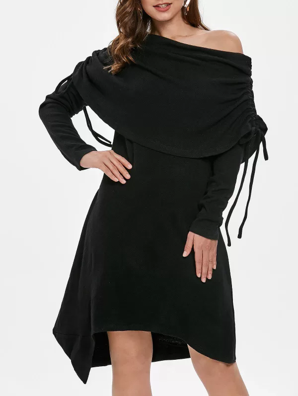Fold Over Asymmetrical Tunic Dress