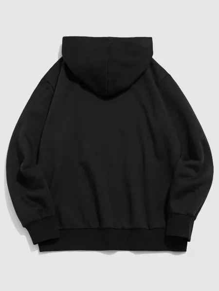 Freedom Dreamer Cartoon Alien Print Fleece-lined Hoodie