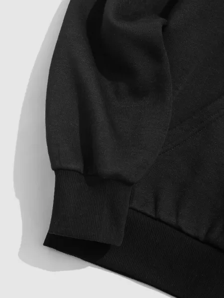 Freedom Dreamer Cartoon Alien Print Fleece-lined Hoodie