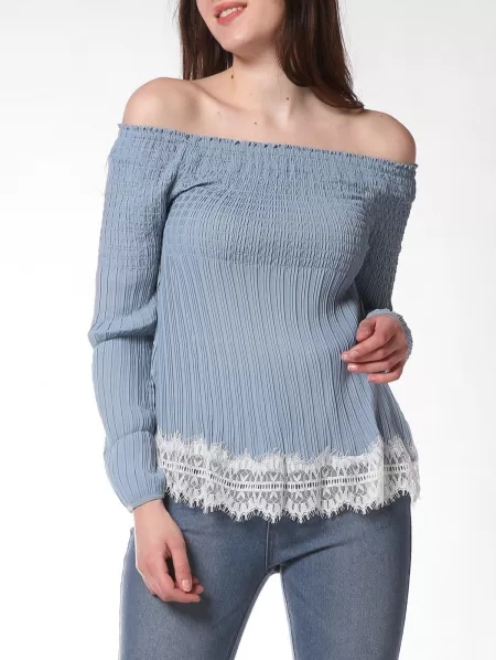 French Bazaar Off The Shoulder Long Sleeve Top