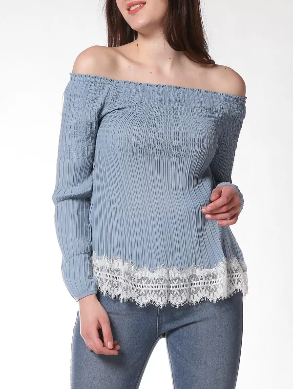 French Bazaar Off The Shoulder Long Sleeve Top