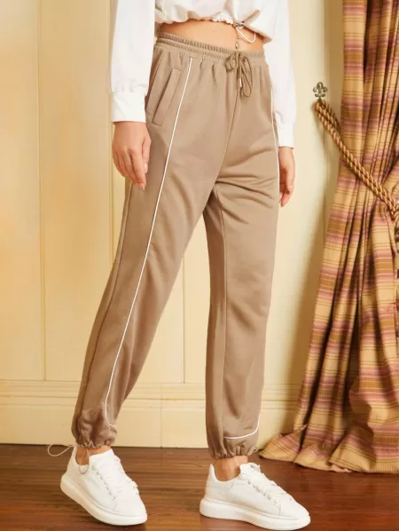 French Terry Binding Pocket Toggle Drawstring Sweatpants