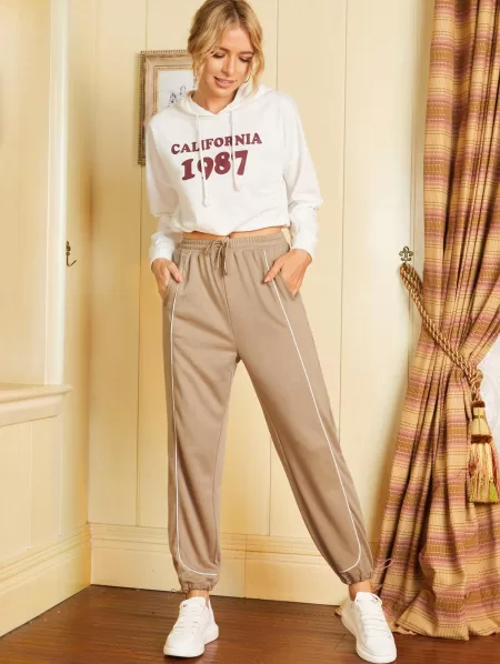 French Terry Binding Pocket Toggle Drawstring Sweatpants