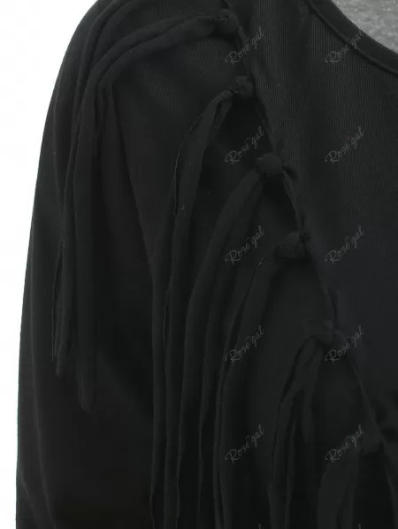 Fringe Asymmetrical Hem Bodycon Dress