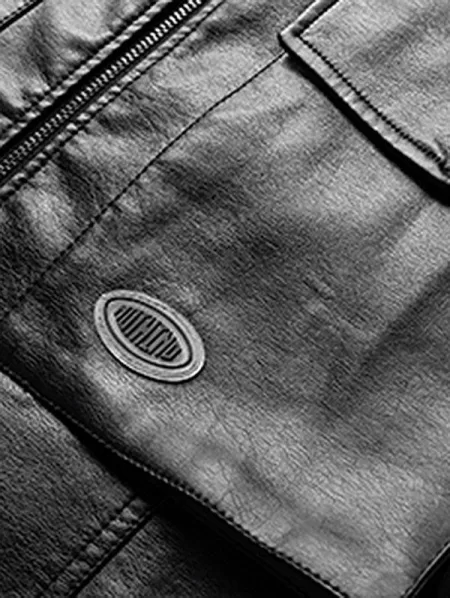 Front Pocket Tab Collar Faux Leather Zip Jacket