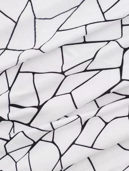 Geometric Ruched Bodycon Tank Dress