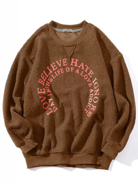 Graphic Pullover Sherpa Sweatshirt