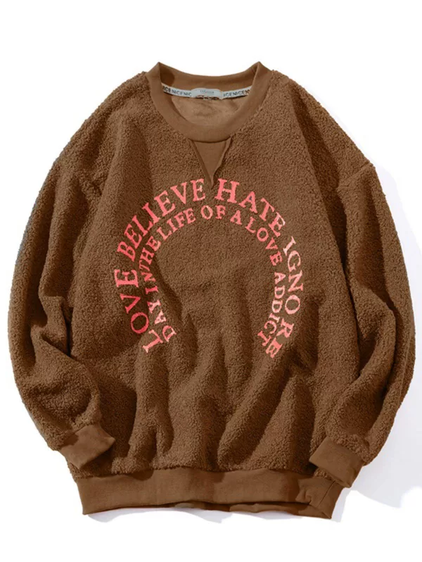 Graphic Pullover Sherpa Sweatshirt