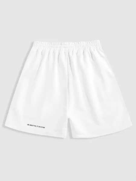 Graphic Short Sleeves Tee With American Flag Letter Sweat Shorts