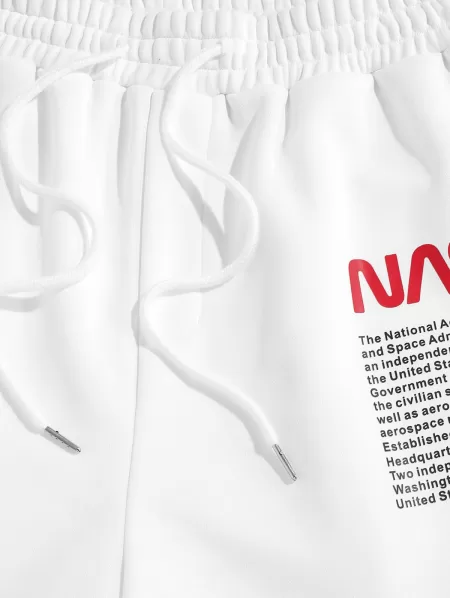 Graphic Short Sleeves Tee With American Flag Letter Sweat Shorts