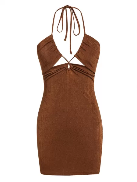 Halter Cross Jersey Bodycon Dress