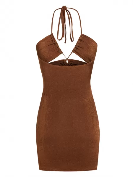 Halter Cross Jersey Bodycon Dress