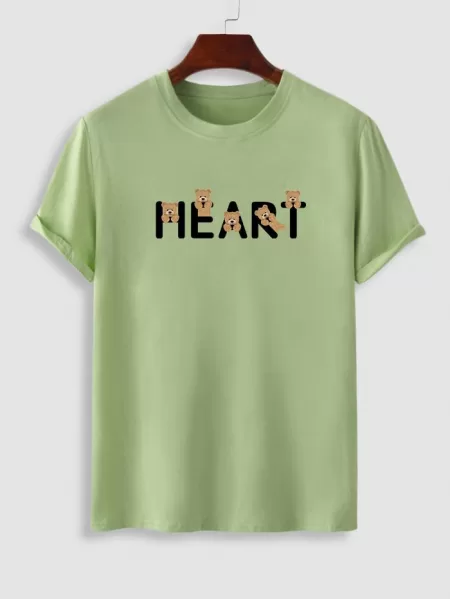 Heart Bear Graphic Cotton T-shirt