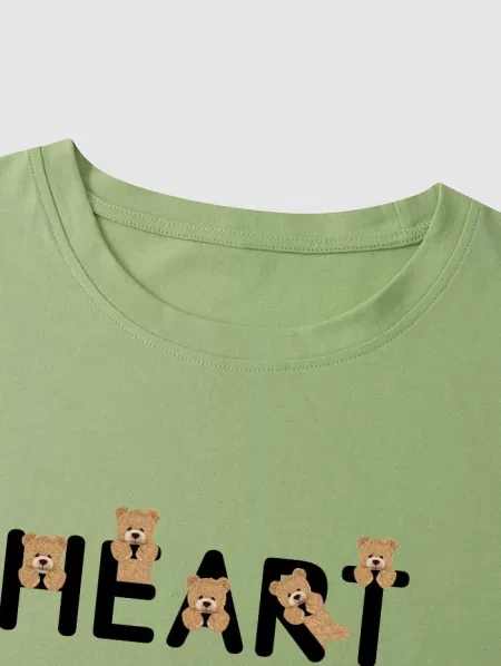 Heart Bear Graphic Cotton T-shirt