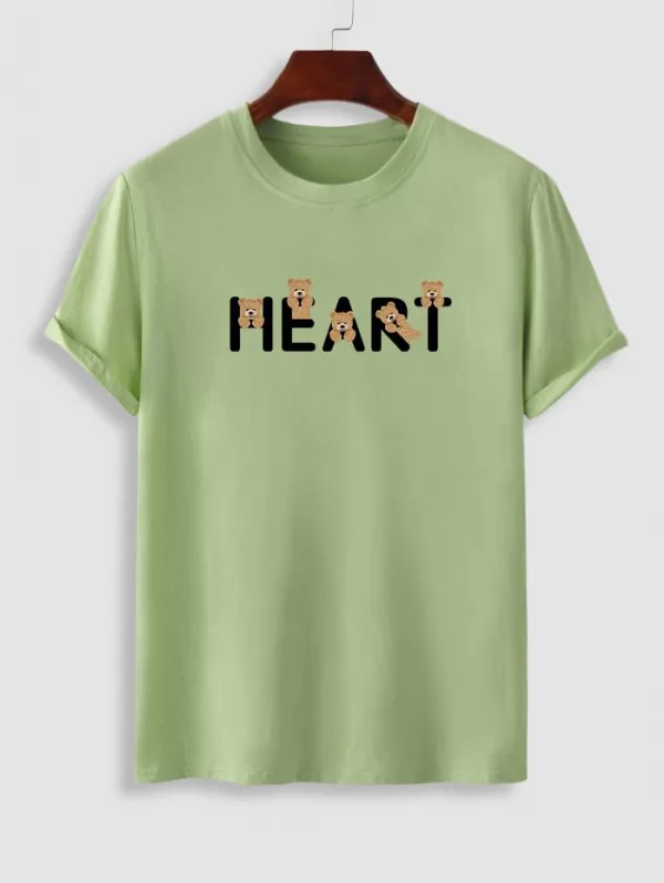 Heart Bear Graphic Cotton T-shirt