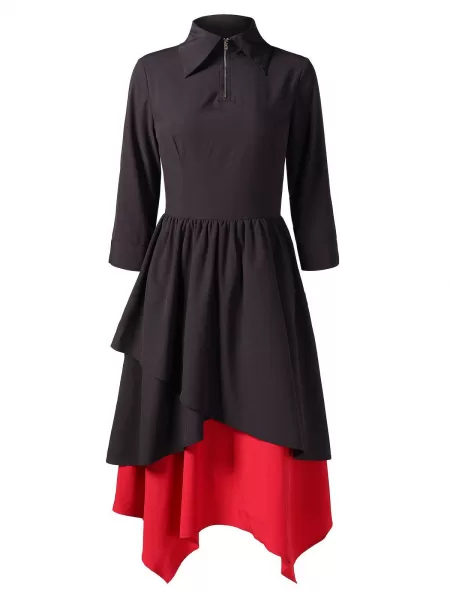 Hit Color Long Layered Dress