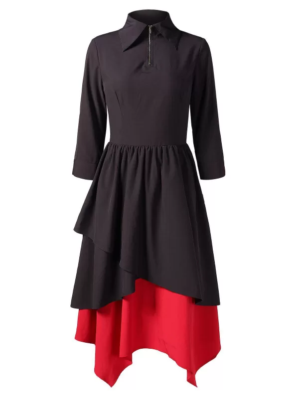 Hit Color Long Layered Dress