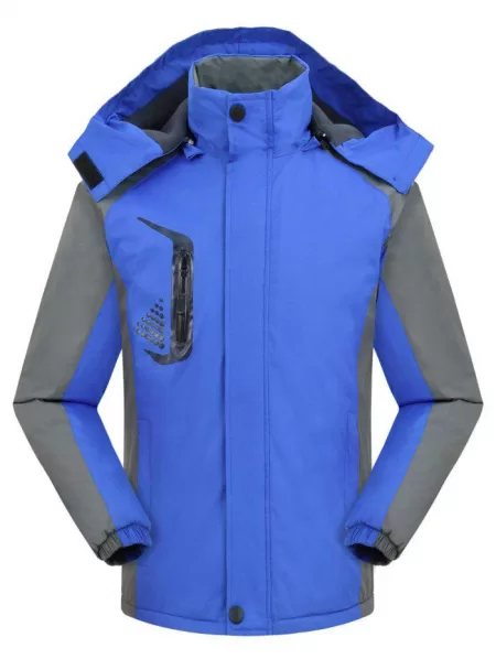 Hooded Graphic Print Contrast Fleece Jacket