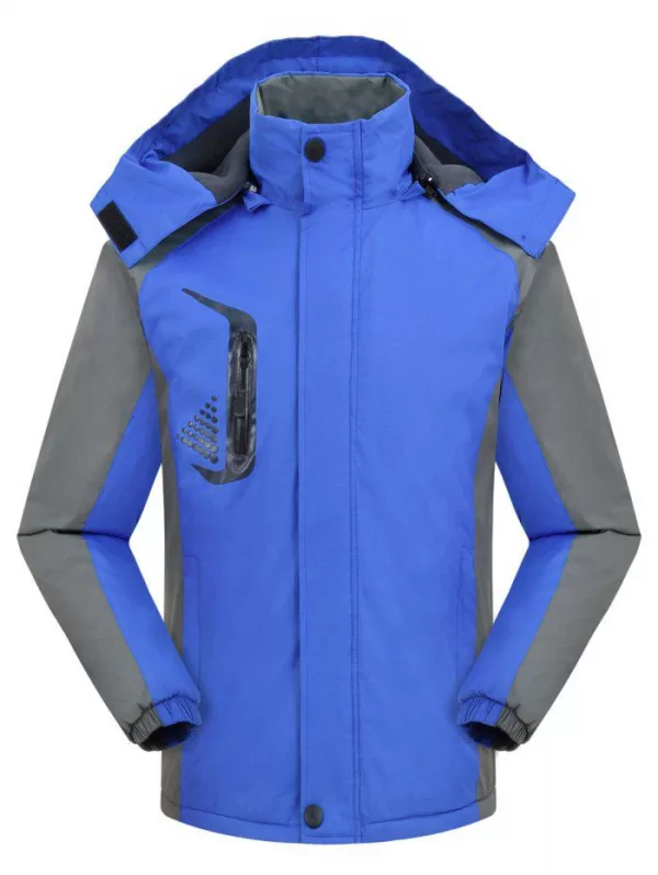 Hooded Graphic Print Contrast Fleece Jacket