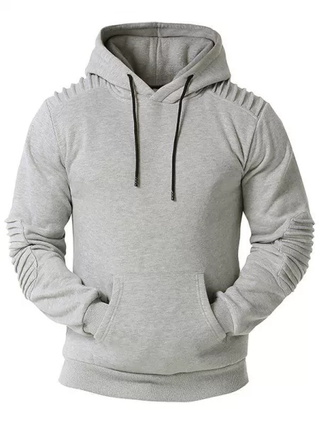Kangaroo Pocket Pintuck Detail Fleece Hoodie