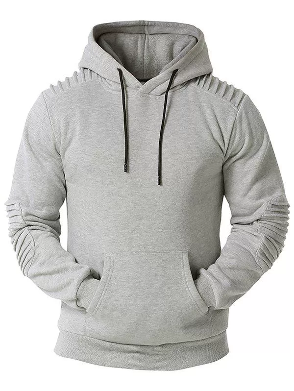 Kangaroo Pocket Pintuck Detail Fleece Hoodie