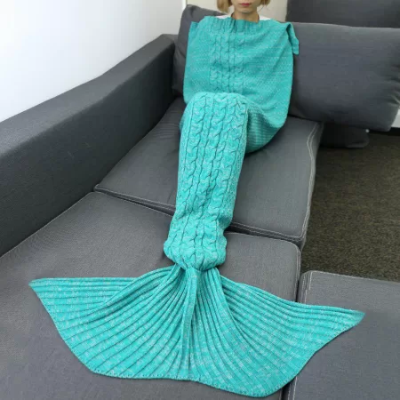 Knitting Hemp Flower Warm Soft Sofa Mermaid Blanket