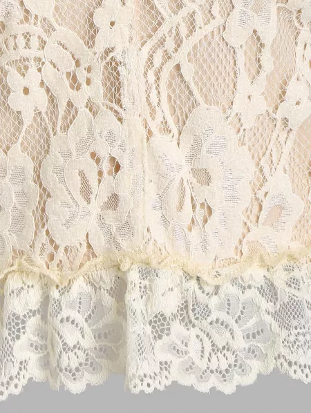 Lace Overlay Padded Lace Up Crop Camisole