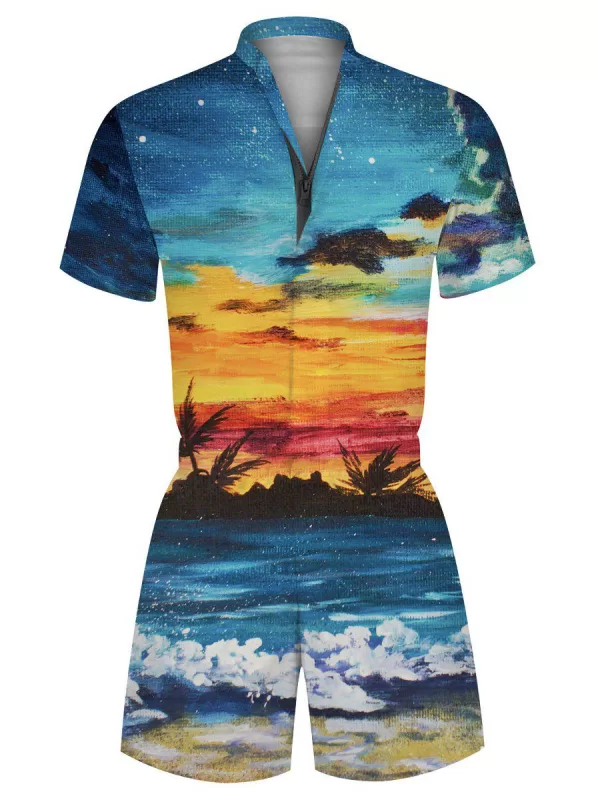 Landscape Graphic Print Casual Romper