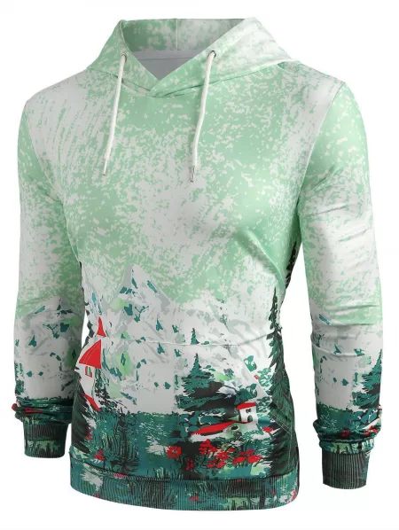 Landscape Print Pullover Hoodie
