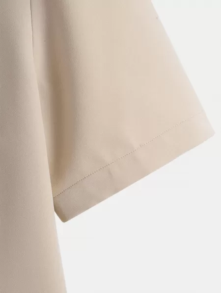 Lapel Collar Short Sleeves Jacket With Tapered Pants Two Piece Set