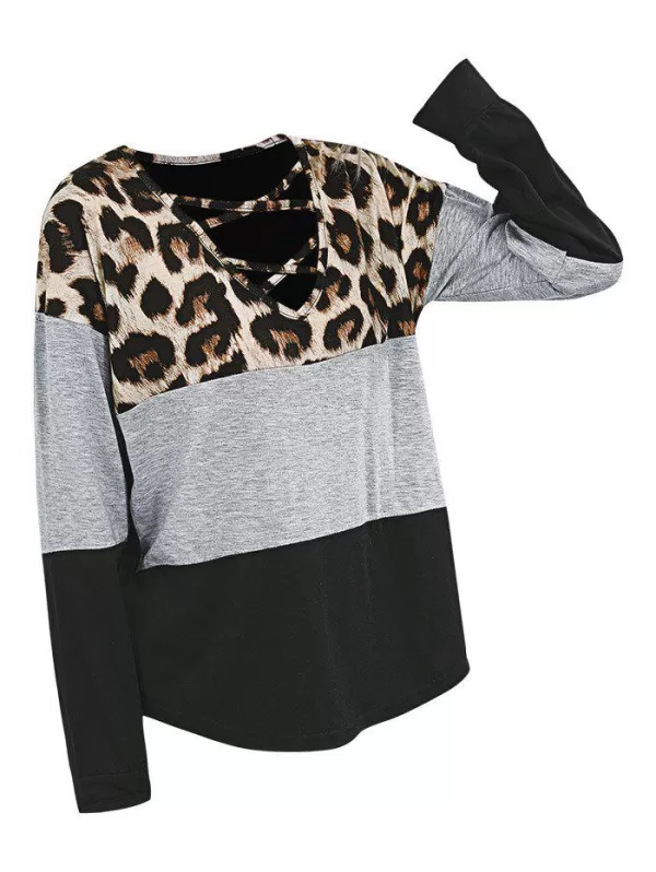 Leopard Crisscross Animal Print Casual Tee