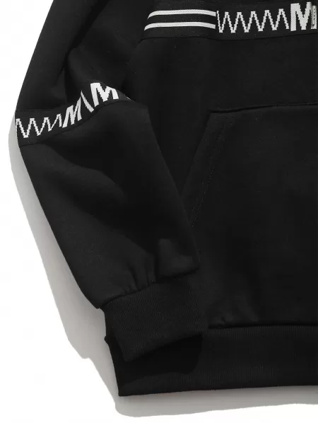 Letter Graphic Print Front Pocket Fleece Hoodie