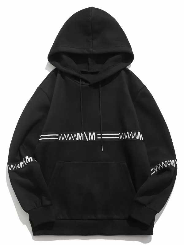 Letter Graphic Print Front Pocket Fleece Hoodie