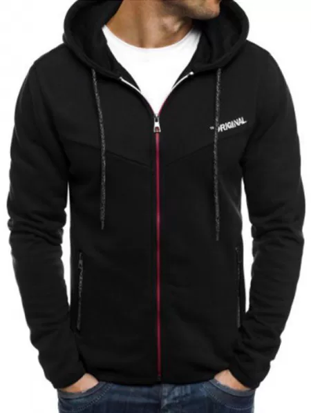 Letter Pattern Zipper Casual Sweatshirt