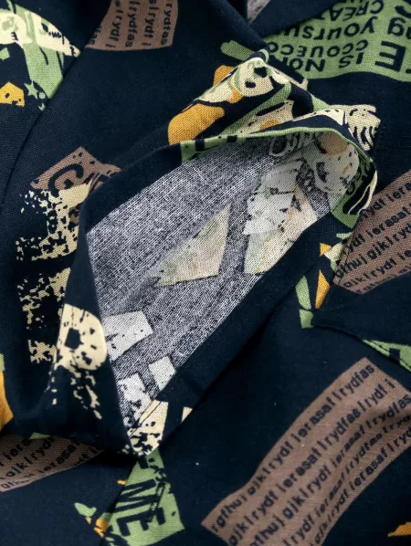 Letter Print Short Sleeve Casual Button Shirt