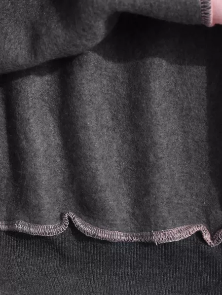 Letters Graphic Vintage Colorblock Fleece Hoodie