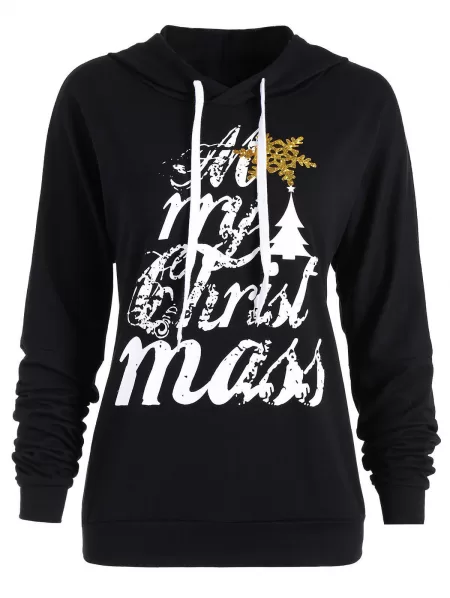 Letters Printed Drop Shoulder Hoodie