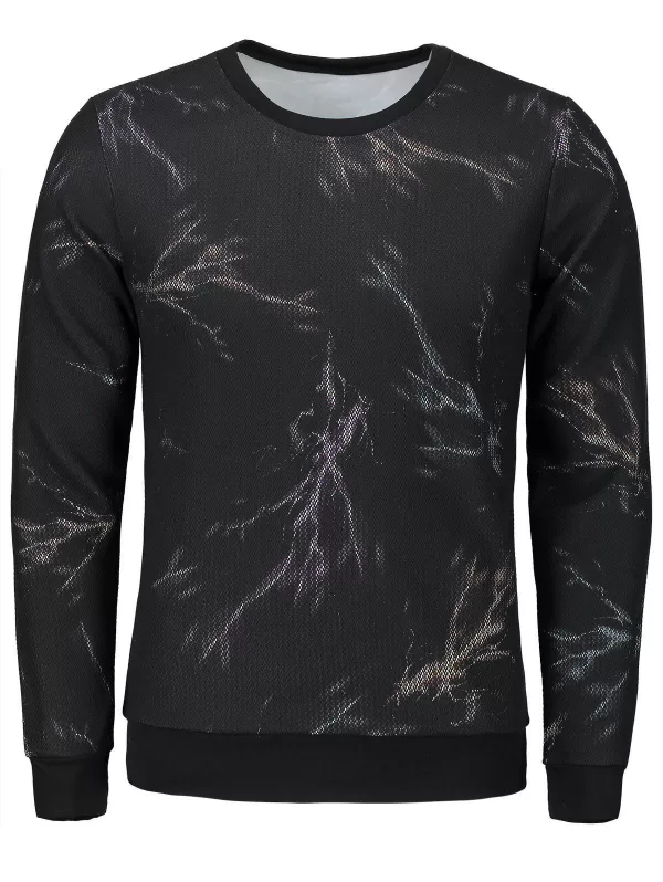 Lightning Printed Mesh Overlay Sweatshirt