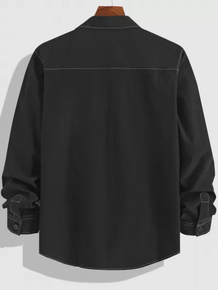 Long Sleeve Letter Print Stitching Shirt